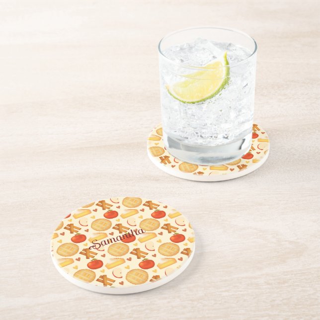 Old Fashioned Apple Pie And Ingredients Coaster (Side)