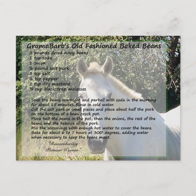 Old Fashioned Baked Beans Recipe Postcard (Front)