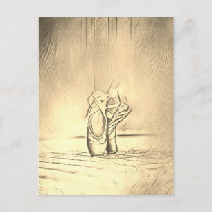 Old Fashioned Ballerina Ballet Shoes Vintage Style Postcard