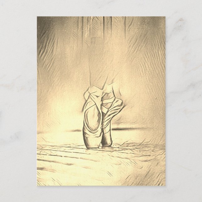 Old Fashioned Ballerina Ballet Shoes Vintage Style Postcard (Front)