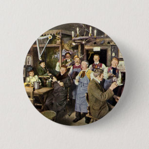 Old Fashioned Bar with People Celebrating, a Party 6 Cm Round Badge