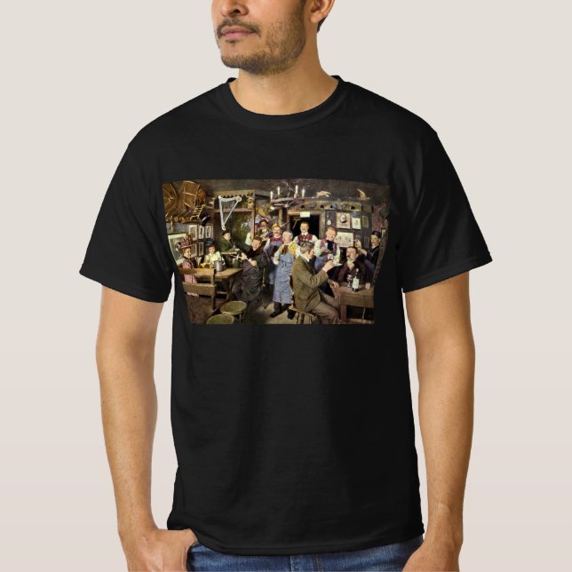 Old Fashioned Bar with People Celebrating, a Party T-Shirt (Front)
