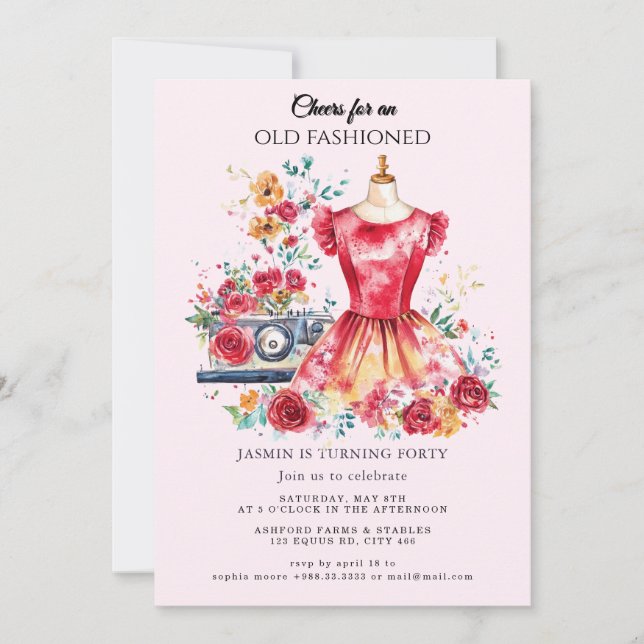 Old Fashioned" Birthday Invitation (Front)