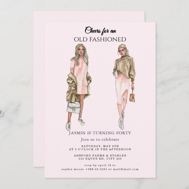 Old Fashioned" Birthday Invitation (Front/Back)