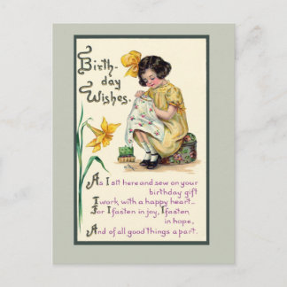 Old-Fashioned Birthday Wishes vinrage card