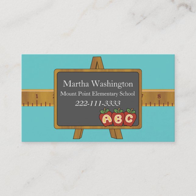Old Fashioned Black Board Teacher's Business Card (Front)