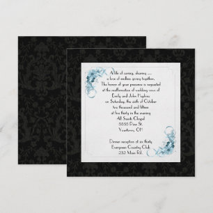 Old-fashioned Black Damask frame vow renewal Invitation