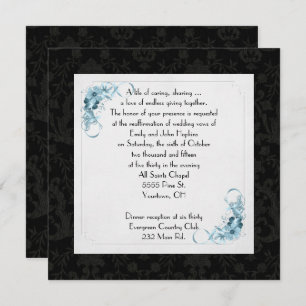 Old-fashioned Black Damask frame vow renewal Invitation