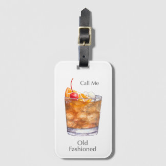 Old Fashioned bourbon cocktail luggage tag