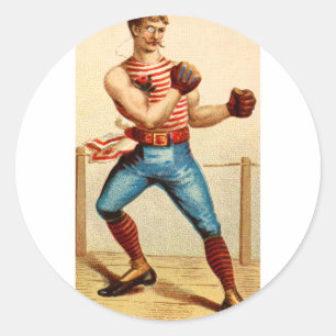 Old Fashioned Boxer Boxing 1800's Classic Round Sticker