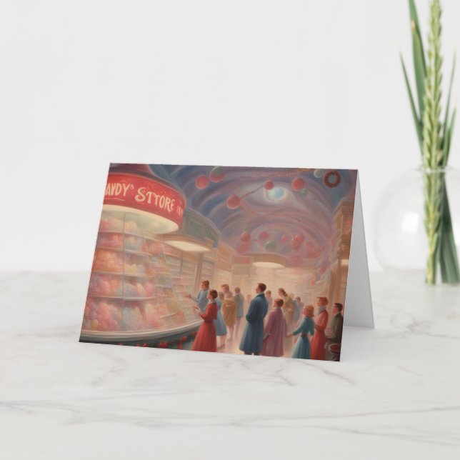 Old Fashioned Candy store at Christmas Card (Front)