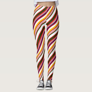 Old Fashioned Candy Stripes Christmas Leggings