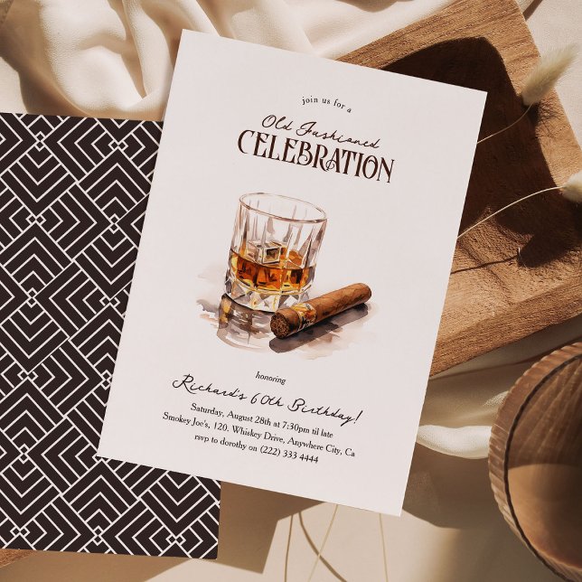 Old Fashioned Celebration Masculine Adult Birthday Invitation (Creator Uploaded)