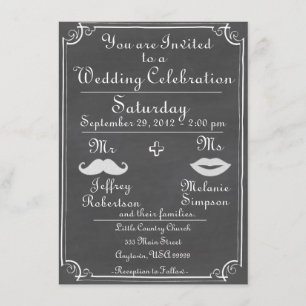Old Fashioned Chalkboard Wedding Invitation