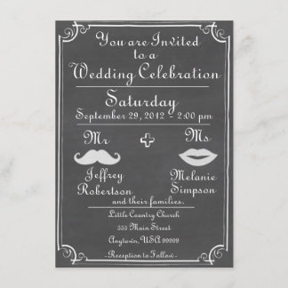 Old Fashioned Chalkboard Wedding Invitation