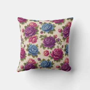 Old-Fashioned Charm Botanical Rose Accent Cushion