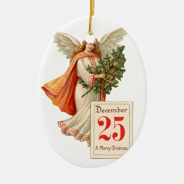 Old-fashioned Christmas, Angel Ceramic Tree Decoration (Front)