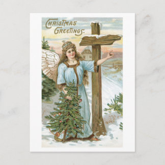 Old-fashioned Christmas, Angel Holiday Postcard