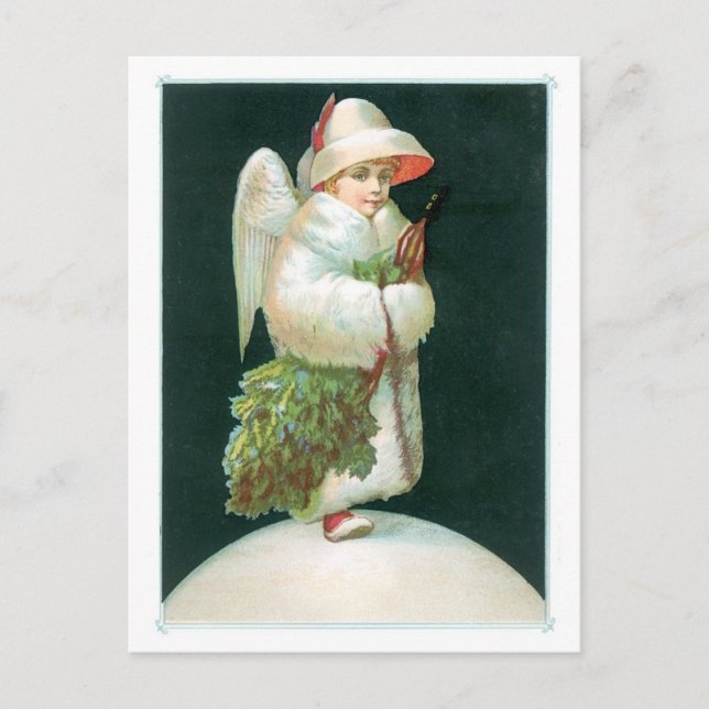 Old-fashioned Christmas, Angel Holiday Postcard (Front)
