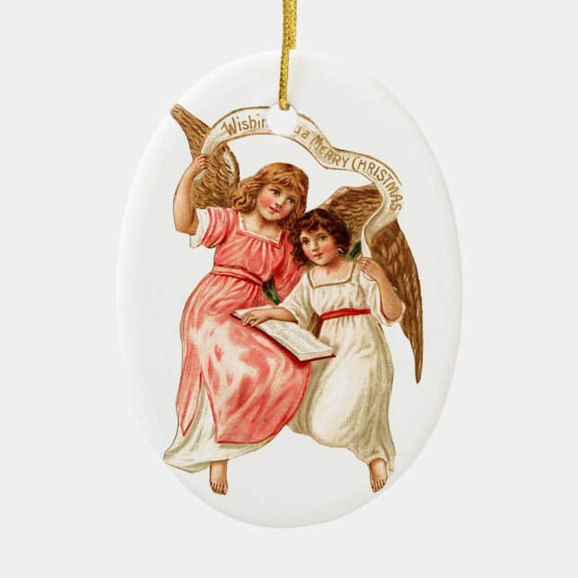 Old-fashioned Christmas, Angels Ceramic Tree Decoration (Front)