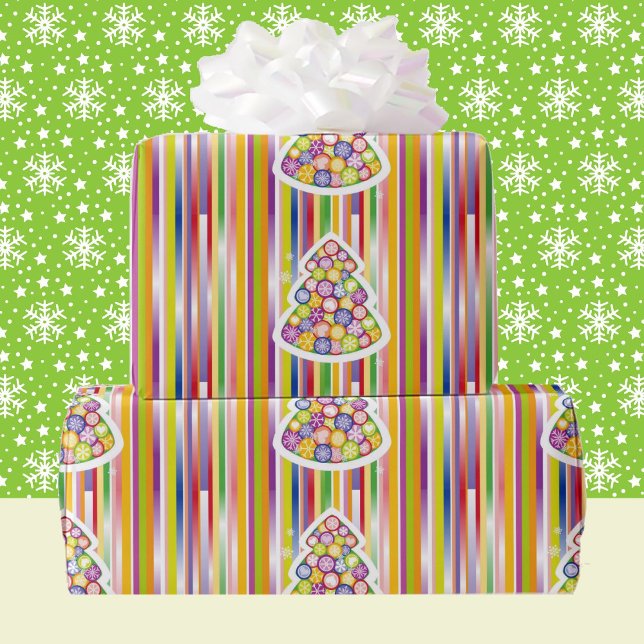 Old-fashioned Christmas Candy Stripes Citrus Colou Wrapping Paper (Creator Uploaded)