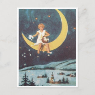 Old Fashioned Christmas Card- Blank Holiday Postcard