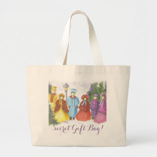 OLD FASHIONED CHRISTMAS CAROLERS SECRET GIFT LARGE TOTE BAG