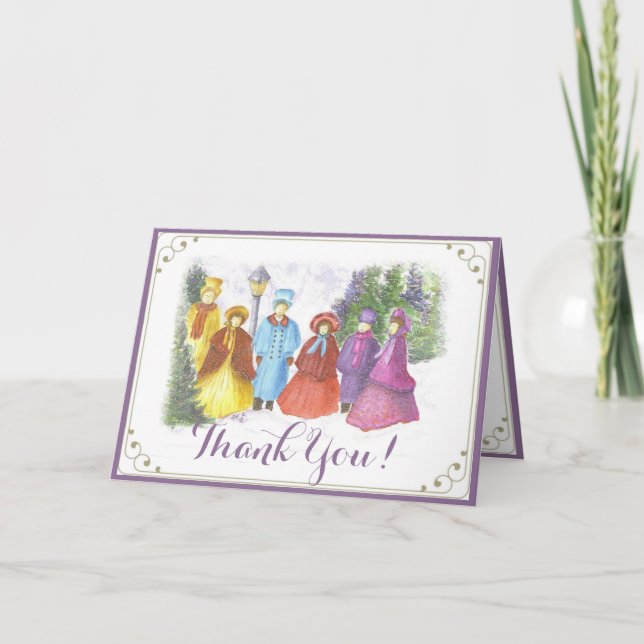 OLD FASHIONED CHRISTMAS CAROLERS THANK YOU CARD (Front)