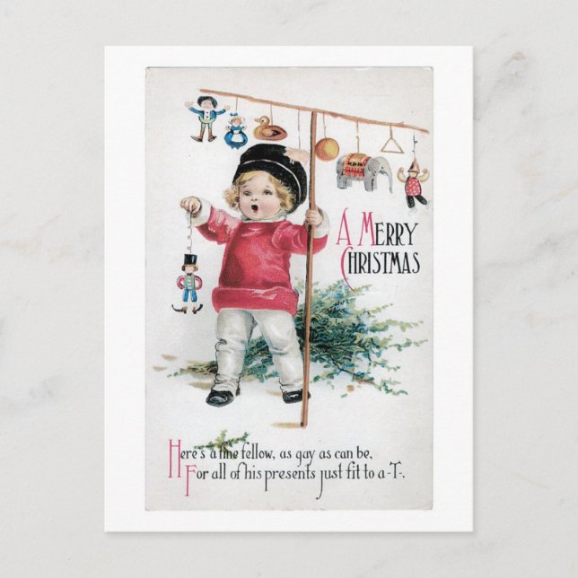 Old-fashioned Christmas, Child Holiday Postcard (Front)