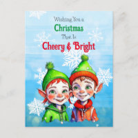 Old-Fashioned Christmas Elves Cheery and Bright