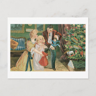 Old-fashioned Christmas, Famliy Holiday Postcard