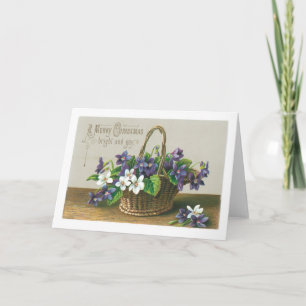 Old-fashioned Christmas, Flower Holiday Card