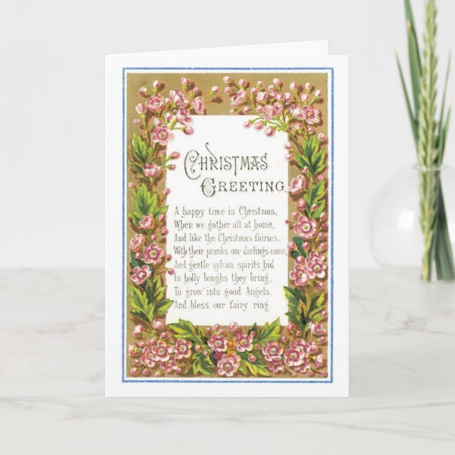 Old-fashioned Christmas, Flower Holiday Card (Front)