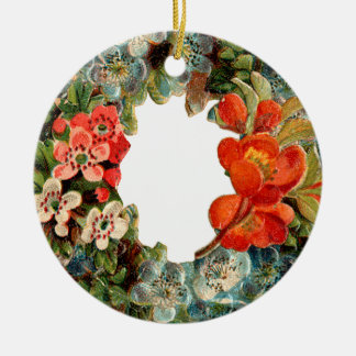 Old-fashioned Christmas, Flower wreath Ceramic Tree Decoration