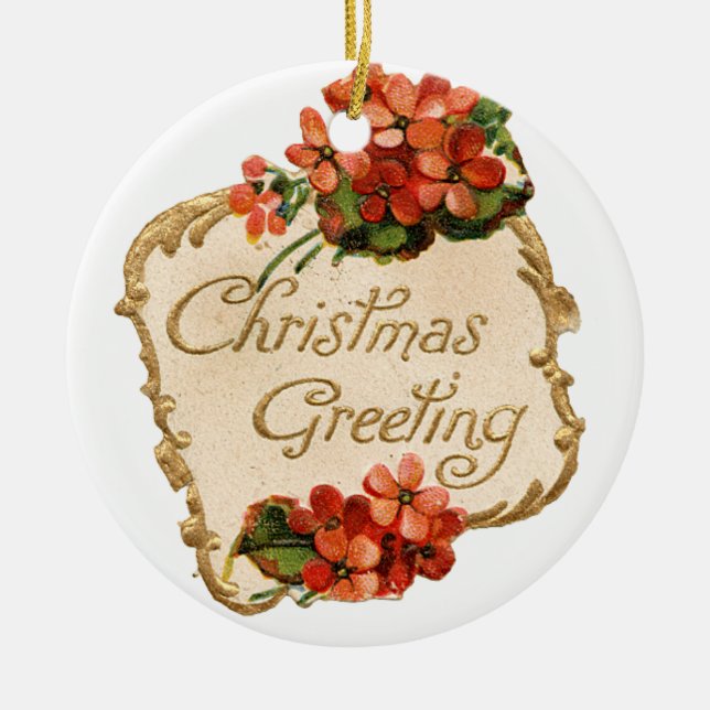 Old-fashioned Christmas, Greeting Ceramic Tree Decoration (Front)