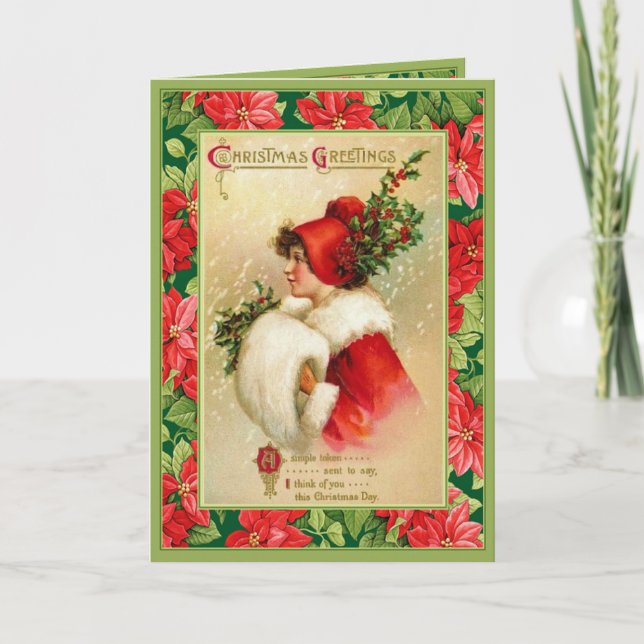 Old Fashioned Christmas Greetings Holiday Card (Front)