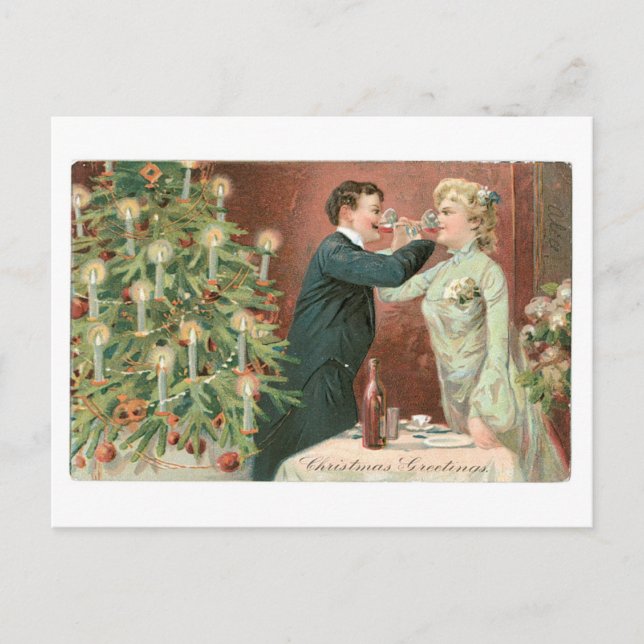 Old-fashioned Christmas Holiday Postcard (Front)