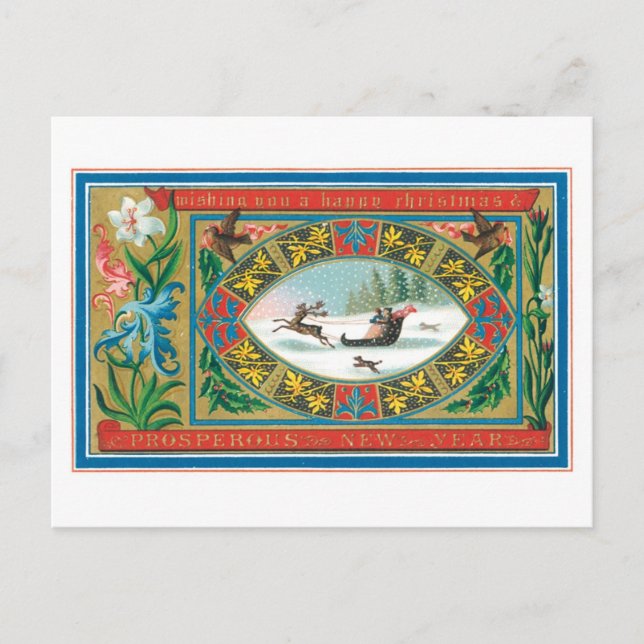 Old-fashioned Christmas Holiday Postcard (Front)