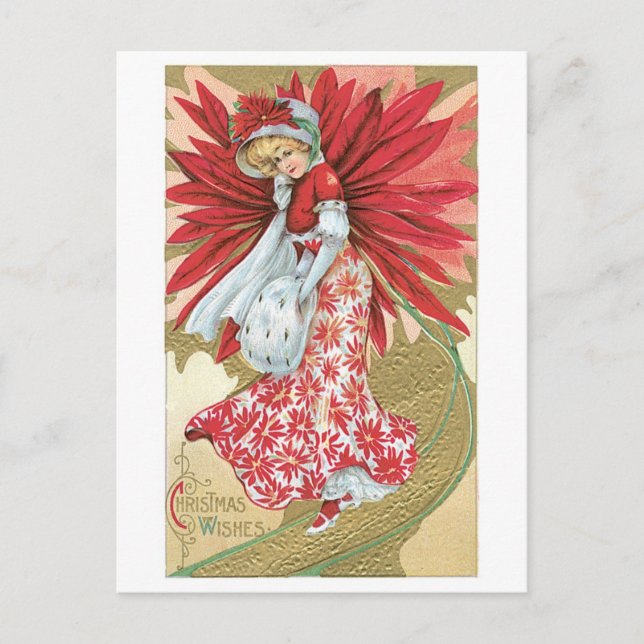 Old-fashioned Christmas, Lady Holiday Postcard (Front)