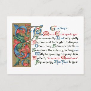 Old-fashioned Christmas, Old type Holiday Postcard