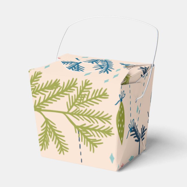 Old Fashioned Christmas Ornaments Hanging on Trees Favour Box (Front Side)