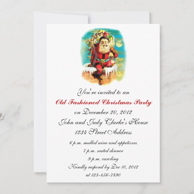 Old Fashioned Christmas Party Invitations (Front)
