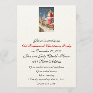 Old Fashioned Christmas Party Invitations Santa