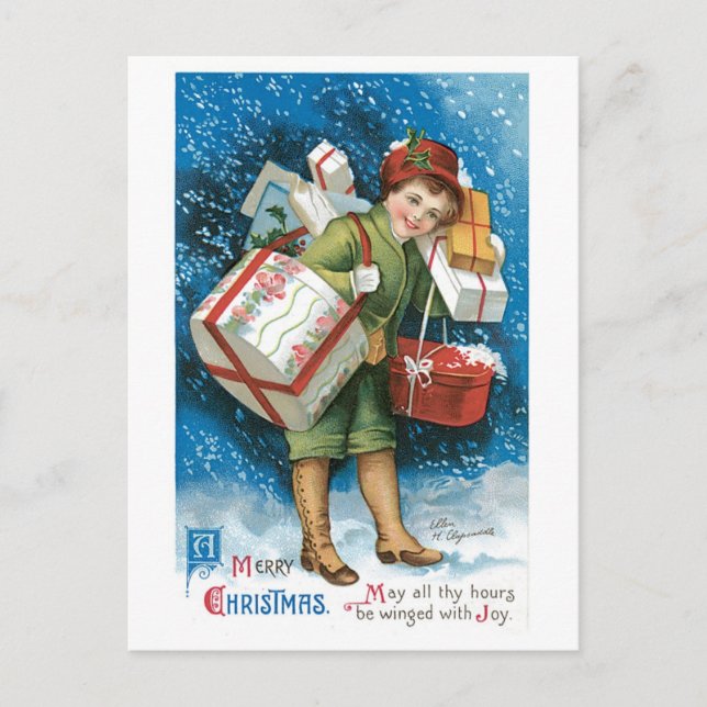 Old Fashioned Christmas Presents Holiday Postcard (Front)