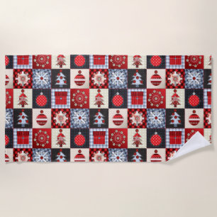 Old Fashioned Christmas Quilt Beach Towel