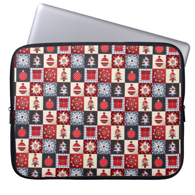 Old Fashioned Christmas Quilt Laptop Sleeve (Front)