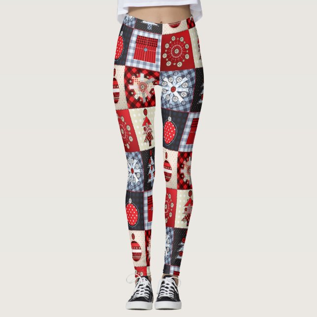 Old Fashioned Christmas Quilt Leggings (Front)