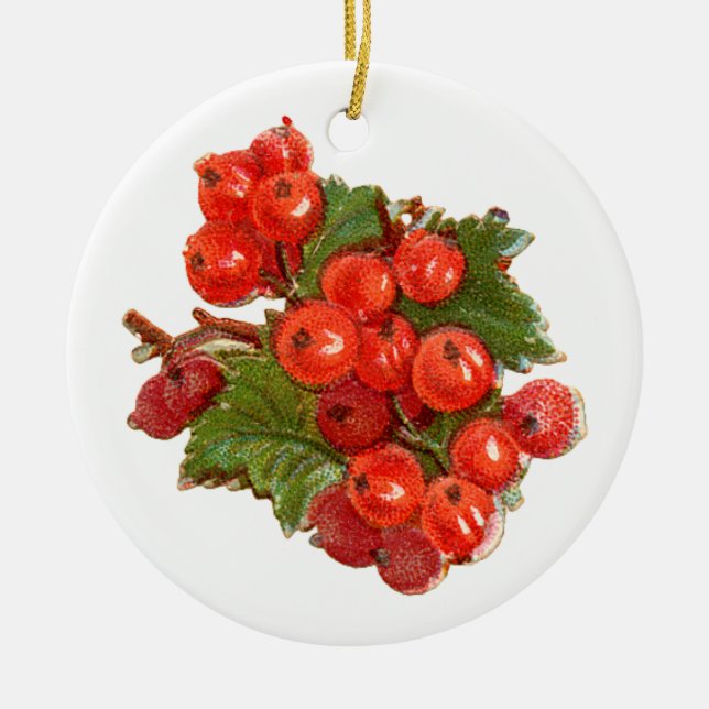 Old-fashioned Christmas, Redcurrant Ceramic Tree Decoration (Front)