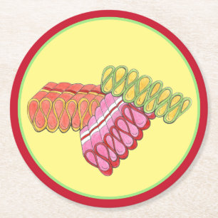 Old-Fashioned Christmas Ribbon Candy Holiday Sweet Round Paper Coaster