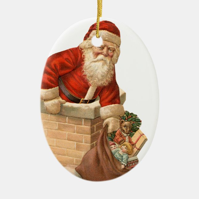 Old-fashioned Christmas, Santa Ceramic Tree Decoration (Front)